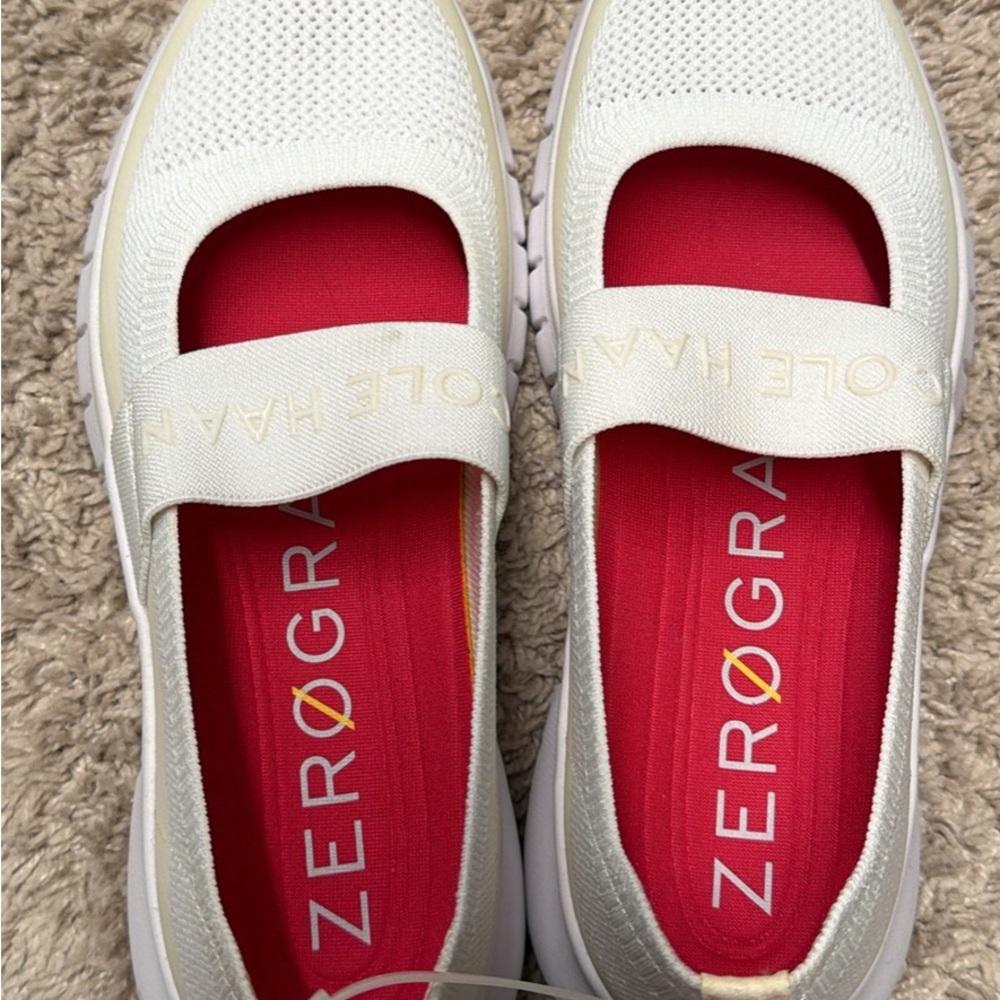 Cole Haan Women's Cream and Red Mary Jane Sneakers